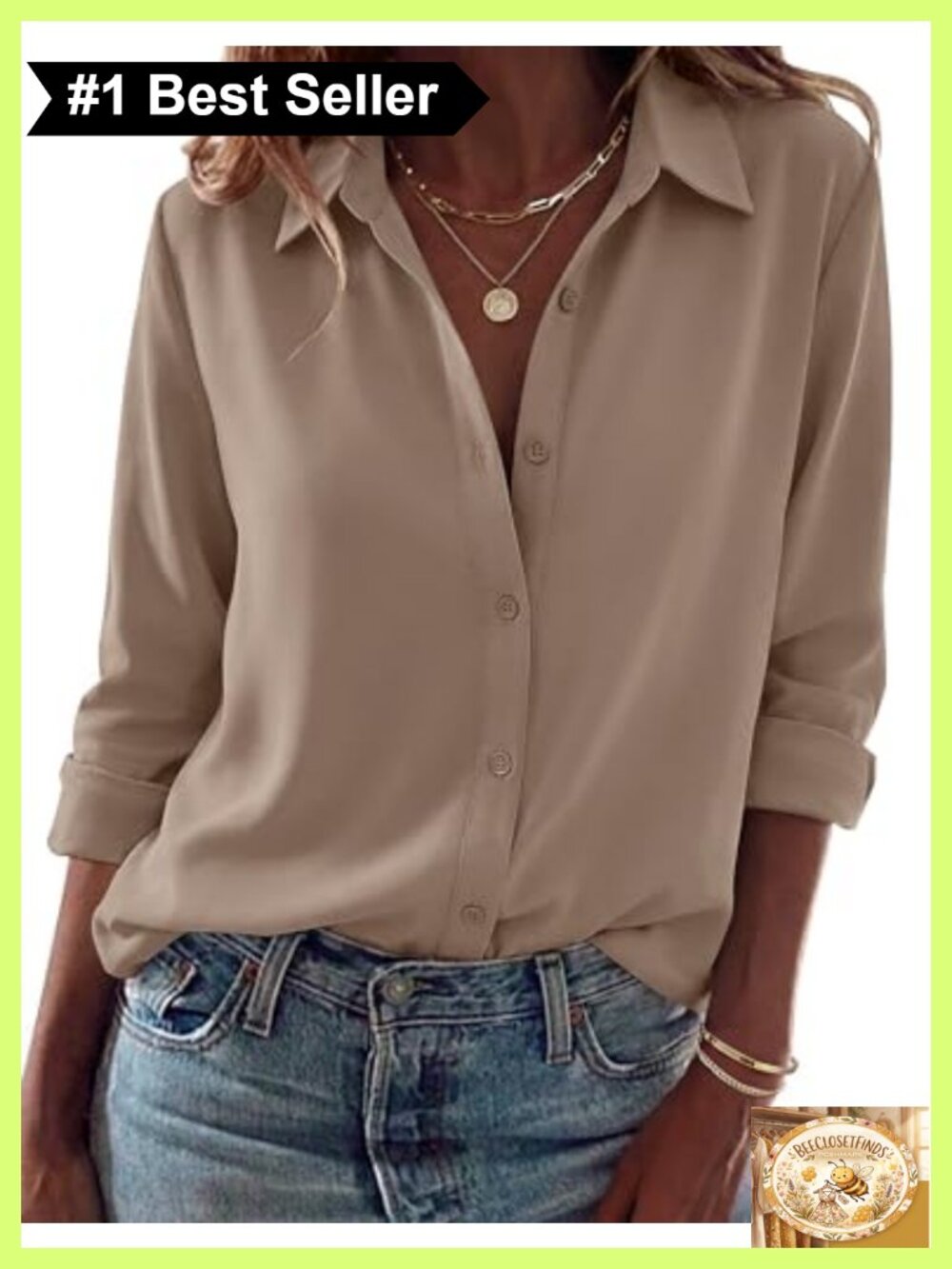 Women's Long Sleeve Button Down Blouse Turn Down Collar Curved Hem